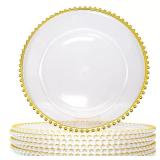 QIUTMER 50 Pcs Clear Charger Plates 12.6Inch Plast
