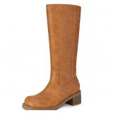 Size 7.5 Athlefit Knee High Boots Square Toe Saddl