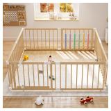 Wooden Baby Playpen, 8 Panels Fence for Babies and