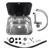 Getanye RV Sink Stainless Steel Hand Wash Basin wi