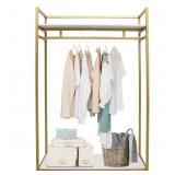 PERFERATE Heavy Duty Gold Clothing Rack with Shelv