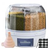 Rice Dispenser, 6-Compartment Rotating Grain Stora