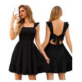 2XL -  Casual Summer Dress  Neck Ruffle Back