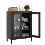 YNIQUESTLE Small Metal Cabinet with Glass Doors,Di