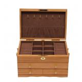Large Women Wooden Jewelry Box, Built-in Holder, R
