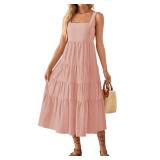 S - Women's Summer Sleeveless Flowy Tiered Tank