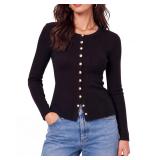 XL -  Women's Lightweight Ribbed Knit Cardigan
