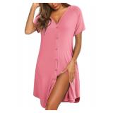 Ekouaer Nightgowns for Women Button Down Night Gow