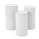 Dsmsseym 3-Piece Cylinder Pedestal Stand Set White