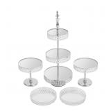 Hanmorfarbi 5-Piece Cake Stand Set, Silver/Gold De