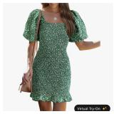 PRETTYGARDEN Womens Square Neck Floral Print Smock
