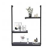 HAOREBAIYU Wall Mounted Floating Shelf, 3-Tier Met