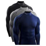 M -  Men's 3 Pack Compression Long Sleeve Shirts