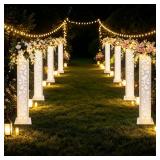 Ginelm 7 Pcs White Wedding Column with LED Light C