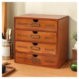 4 Drawers Wooden Storage Box,Stackable Desktop Org