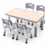 Kids Table and 4 Chairs Set, Height Adjustable