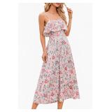 2XL - FUNJULY Dress Womens Spaghetti Strap Flo