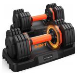 Adjustable Dumbbell Set of 2, 25LBS Each, 5-Level