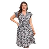 4XL -  Women's Plus Size Summer Floral Midi Dres