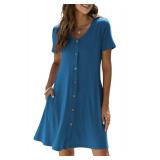 Manydress Womens Button Down Summer Dress with Poc
