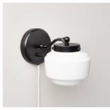 Milk Glass Solid Wall Sconce Black/White -