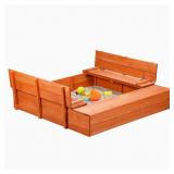 Agitree Large Cedar Sandbox with Lid & Toy Storage