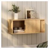 EYYTHUNG Fluted Wall Cabinet with Sliding Doors, M