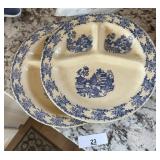 11' BLUE WILLOW DIVIDED PLATES(2) / SHIPPING