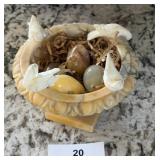 ALABASTER VINTAGE BIRDS ON NEST DECOR / SHIPS