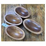 4 VINTAGE WOODEN SALAD BOWLS / 7.5' / SHIPS