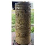 11' Tall CARVED MAYAN CYLINDER VESSEL COCOA