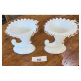 FENTON SILVER CREST CORNUCOPIA CANDLE HOLDERS