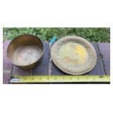 BRASS LOT  / VINTAGE TRAY AND CHALICE / Ships