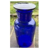 7'  VINTAGE COBALT GLASS APOTHECARY BOTTLE