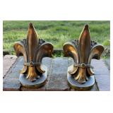 6' FLEUR DE LIS SOLID BRASS BOOKENDS / PMC