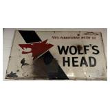 ORIGINAL WOLFï¿½s HEAD MOTOR OIL SIGN / 1960s ????