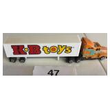 1990's K B TOYS DIECAST SEMI TRUCK TRAILER TOY