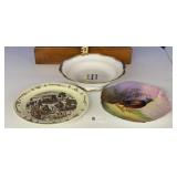 3 DECORATIVE VINTAGE PLATES / BIRD / WESTERN