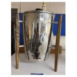 Mid-Century Stainless Steel Coffee w/Oak Stand