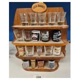 WOODEN JACK DANIEL SHOT GLASS DISPLAY & SHOT