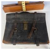 ANTIQUE LEATHER DOUBLE STRAP DOCUMENT BAG