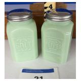 JADITE GLASS SALT AND PEPPER SHAKERS SET /ships
