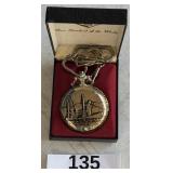NOVELTY QUARTZ POCKET WATCH HUNTING SCENE