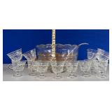 Clear Glass Thumbprint Punch Bowl / NO SHIP