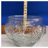 EMBOSSED, GRAPES LEAVES PRESSED GLASS