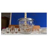 Cut Glass Ice Bucket with Assorted Glass NO SHIP