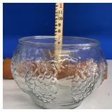 EMBOSSED GRAPES LEAVES PRESSED GLASS NO SHIP