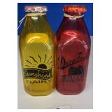 Pair of Colored Glass Advertising-Style Milk