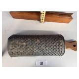 Vintage Metal Cylinder Grater with Wooden Handle
