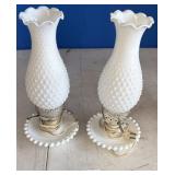VINTAGE MATCHING HOBNAIL MILK, GLASS LAMPS